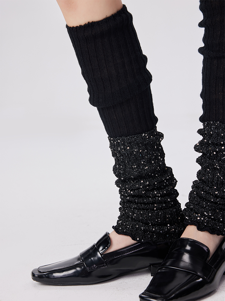 Yoga Dance Leg Warmers Glitter Chic Ribbed Knitted - Yangma