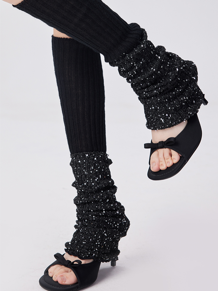 Yoga Dance Leg Warmers Glitter Chic Ribbed Knitted - Yangma