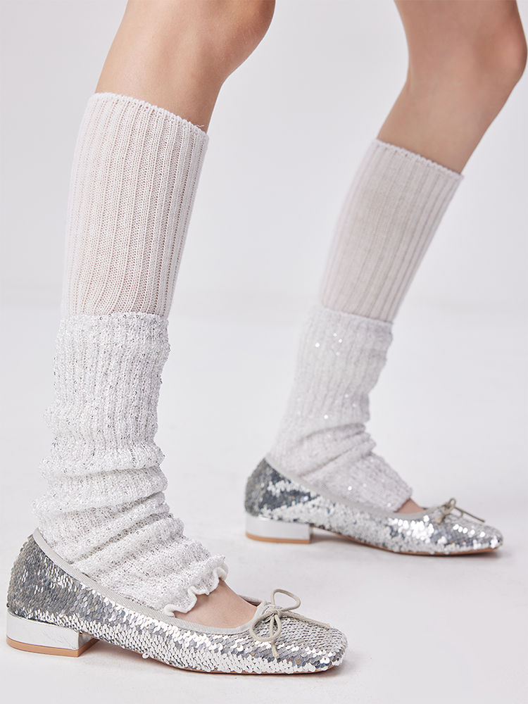 Yoga Dance Leg Warmers Glitter Chic Ribbed Knitted - Yangma