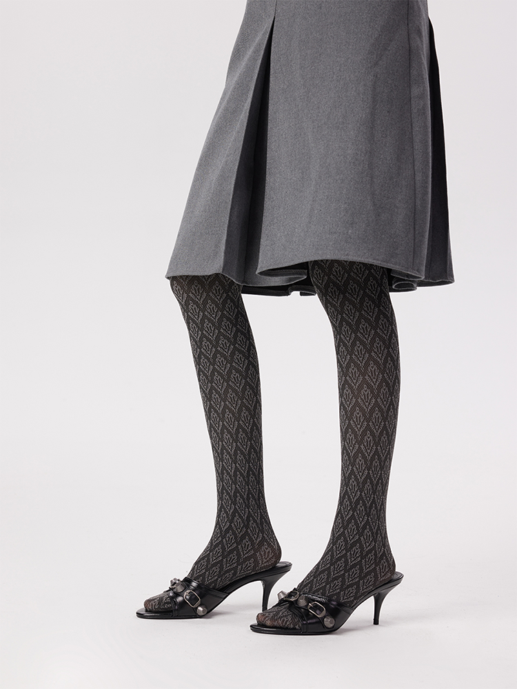 Lolita Cable Knit Tights Women High Elastic Soft Winter Pantyhose - Yangma