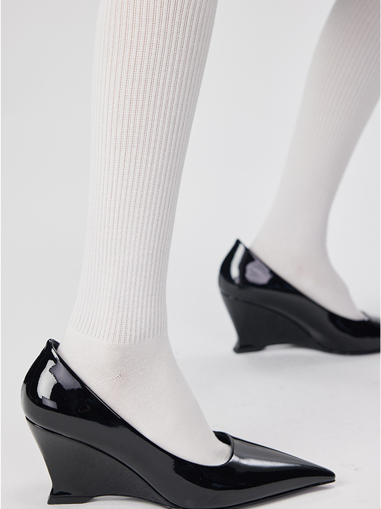 Office Lady Stripe Tight Knee High Stocking for Women Cotton Socks - Yangma
