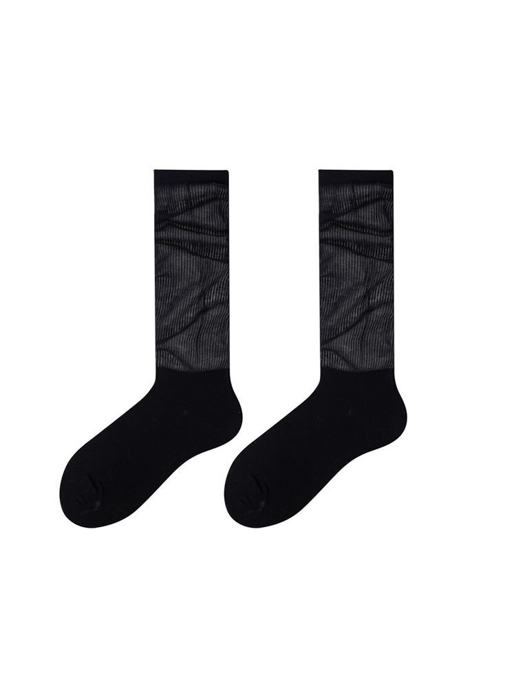 Stripe Knee High Stocking for Women Cotton Nylon Trouser Socks - Yangma