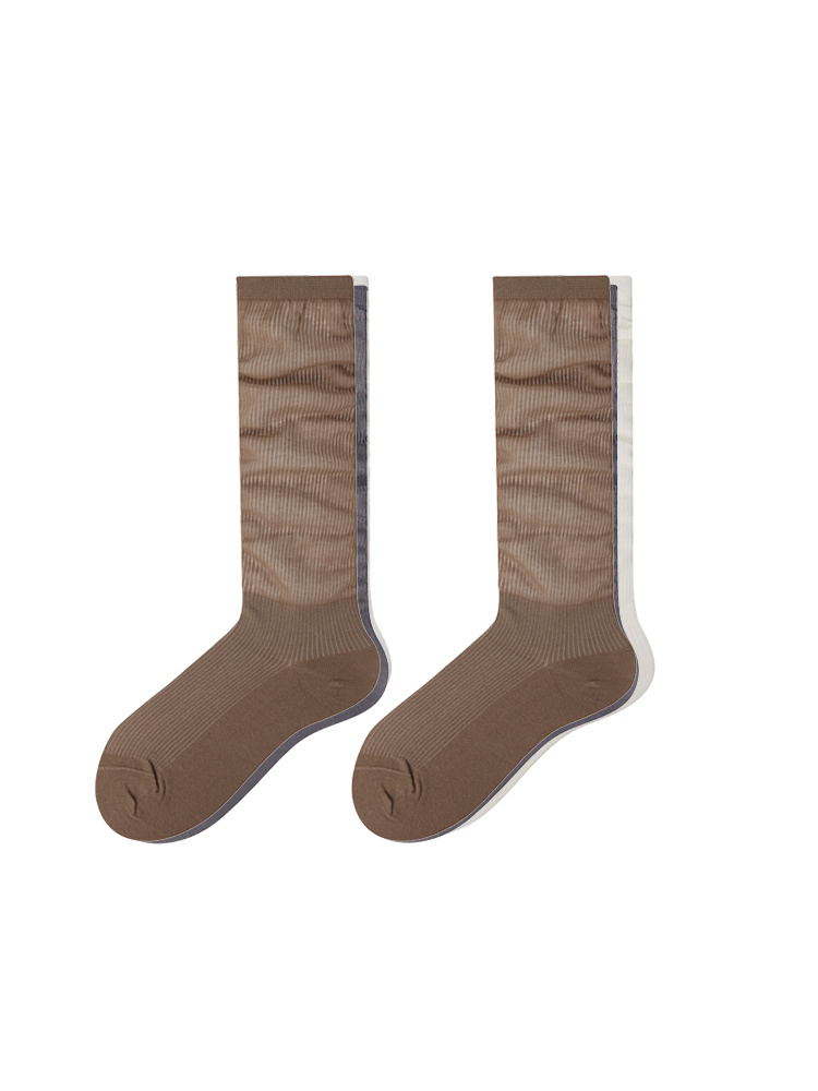 Stripe Knee High Stocking for Women Cotton Nylon Trouser Socks - Yangma