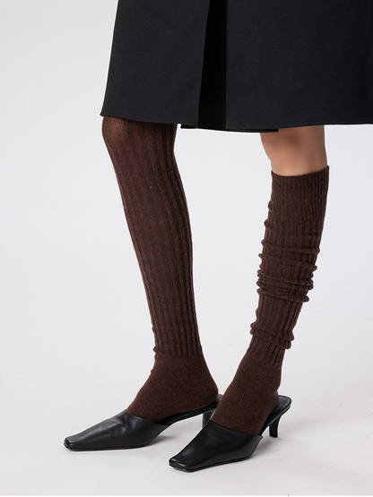 Women's Thigh Knee High Socks Boot Stocking Ribbed Knit Leg Warmers - Yangma