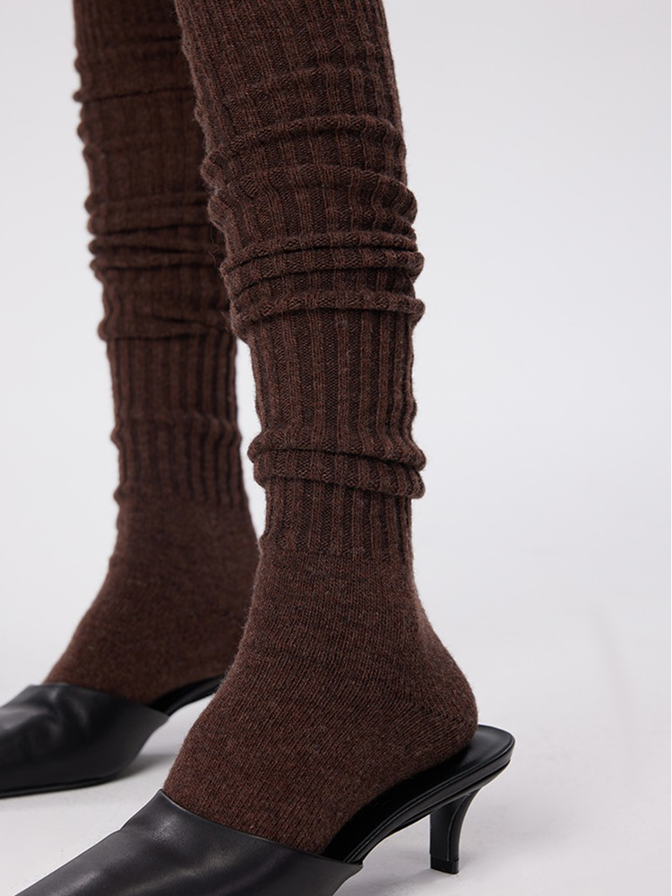 Women's Thigh Knee High Socks Boot Stocking Ribbed Knit Leg Warmers - Yangma