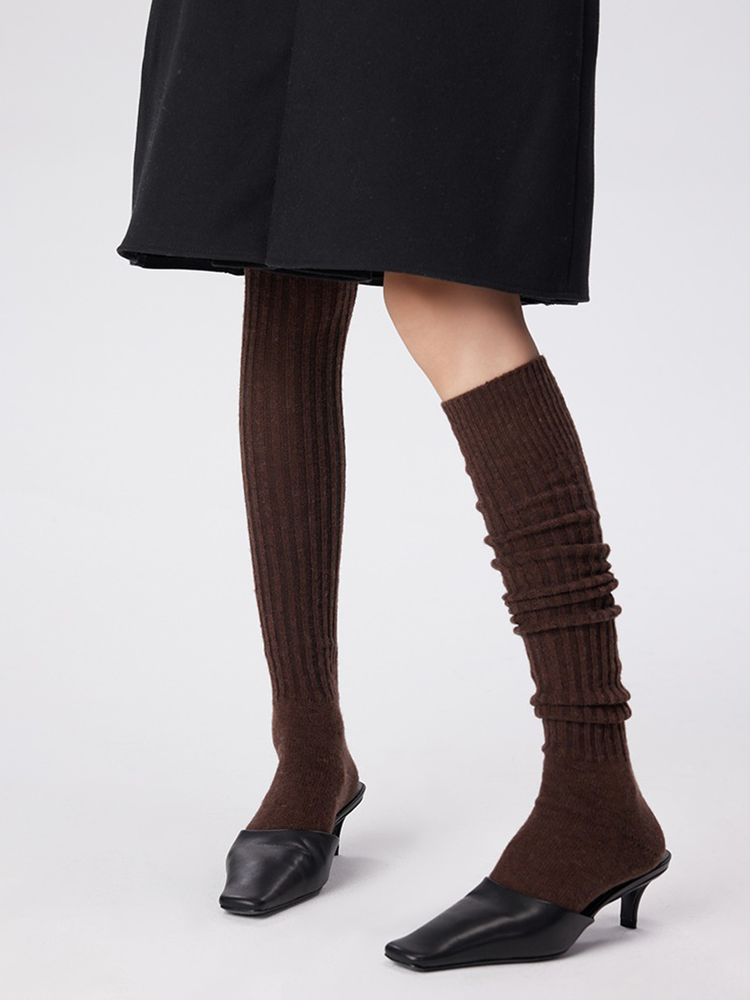 Women's Thigh Knee High Socks Boot Stocking Ribbed Knit Leg Warmers - Yangma