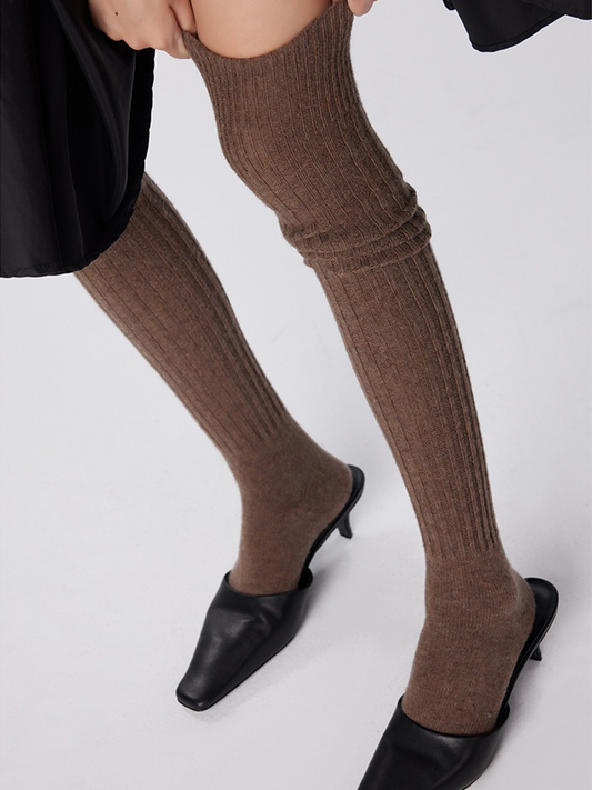 Women's Thigh Knee High Socks Boot Stocking Ribbed Knit Leg Warmers - Yangma