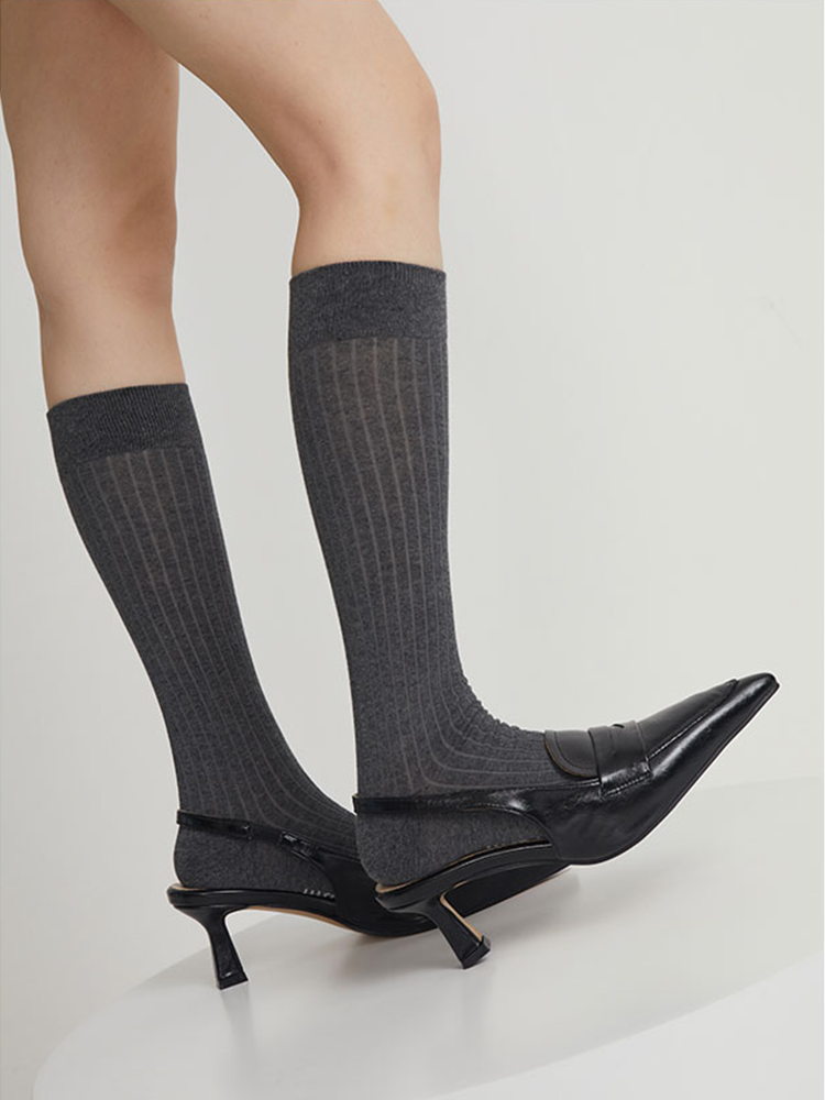 Women's Knee High Socks Thin Stripes Tube Socks - Yangma