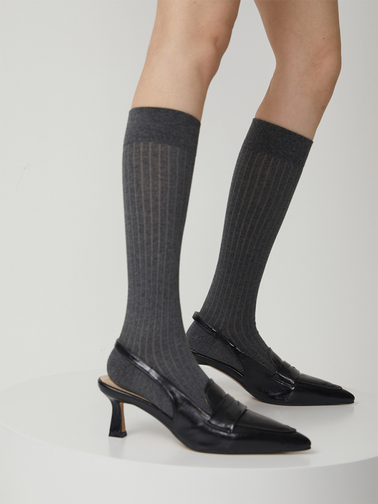 Women's Knee High Socks Thin Stripes Tube Socks - Yangma