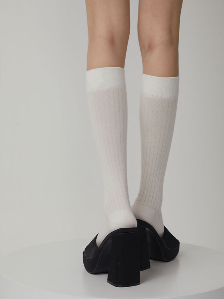 Women's Knee High Socks Thin Stripes Tube Socks - Yangma