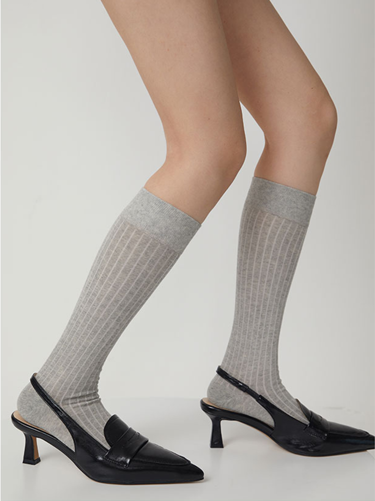 Women's Knee High Socks Thin Stripes Tube Socks - Yangma