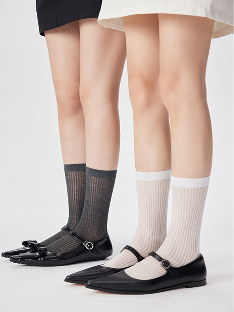 Women's Striped Socks Mid-Length Cotton Ankle Light Summer - Yangma