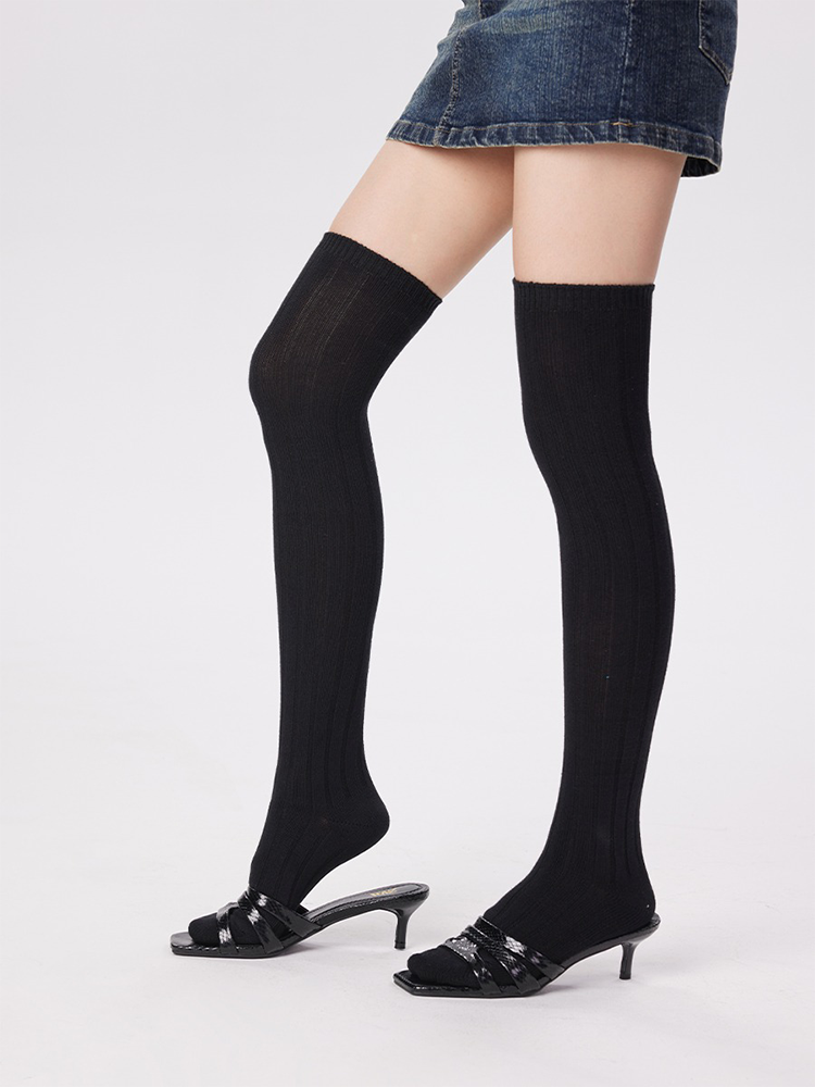 Women's Thigh Knee High Socks Soft Cotton Knit Long Boot Stockings Leg Warmers - Yangma