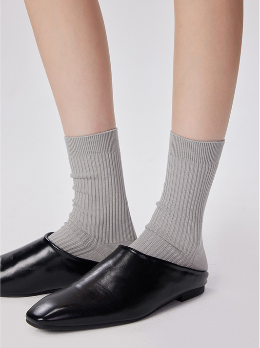 Athletic Aesthetic Women‘s Socks Stripe Knit Neutral Mid-Length Light - Yangma