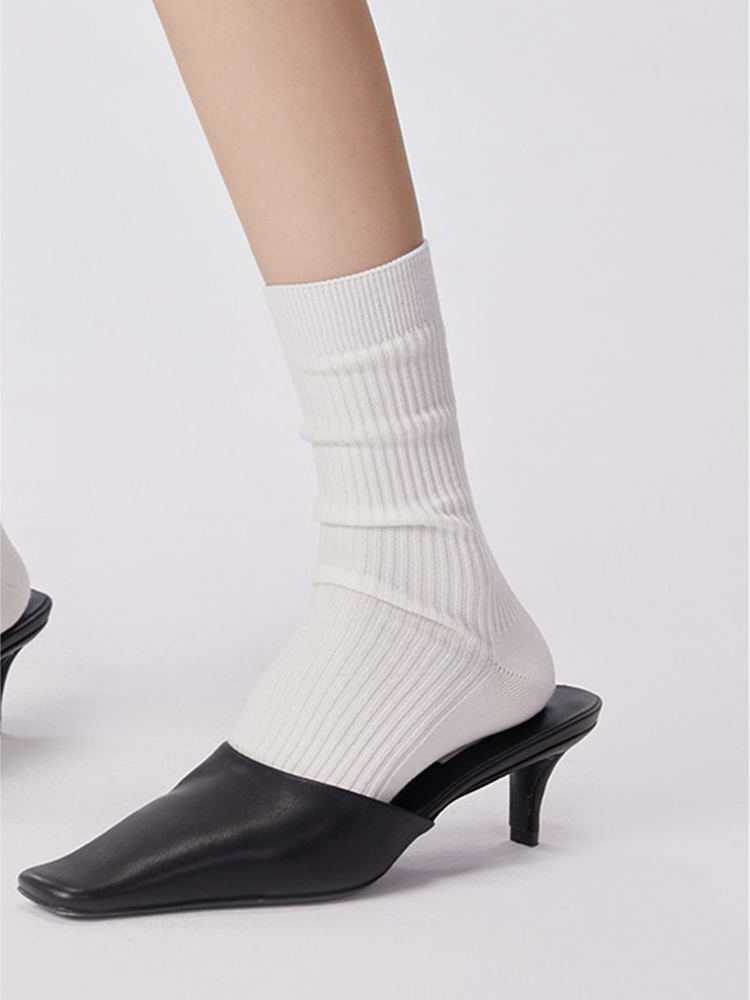 Athletic Aesthetic Women‘s Socks Stripe Knit Neutral Mid-Length Light - Yangma