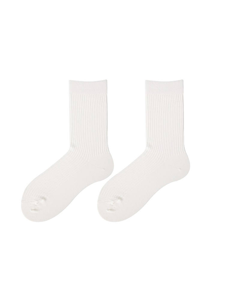 Athletic Aesthetic Women‘s Socks Stripe Knit Neutral Mid-Length Light - Yangma