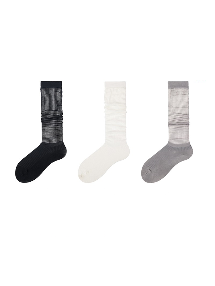 French Knee High Stocking for Women Stripe Nylon Trouser Socks - Yangma