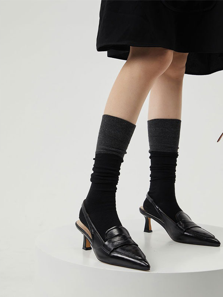 Office Lady Knee High Stocking for Women Cotton Socks - Yangma