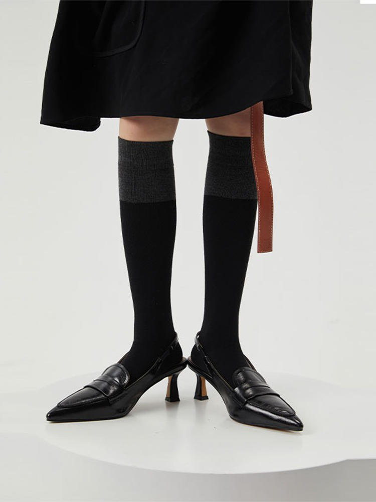 Office Lady Knee High Stocking for Women Cotton Socks - Yangma