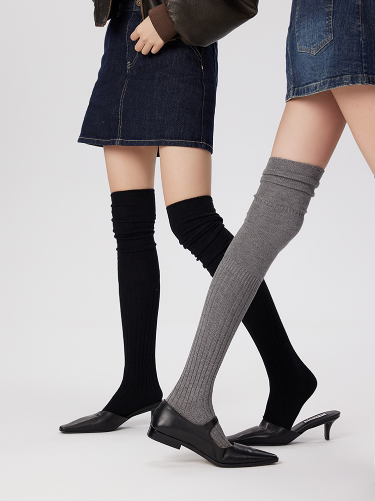Women's Thigh Knee High Socks Boot Stocking Knit Leg Warmers - Yangma