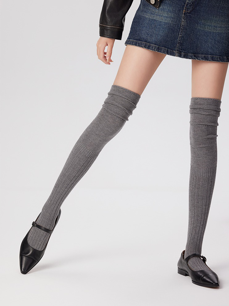 Women's Thigh Knee High Socks Boot Stocking Knit Leg Warmers - Yangma