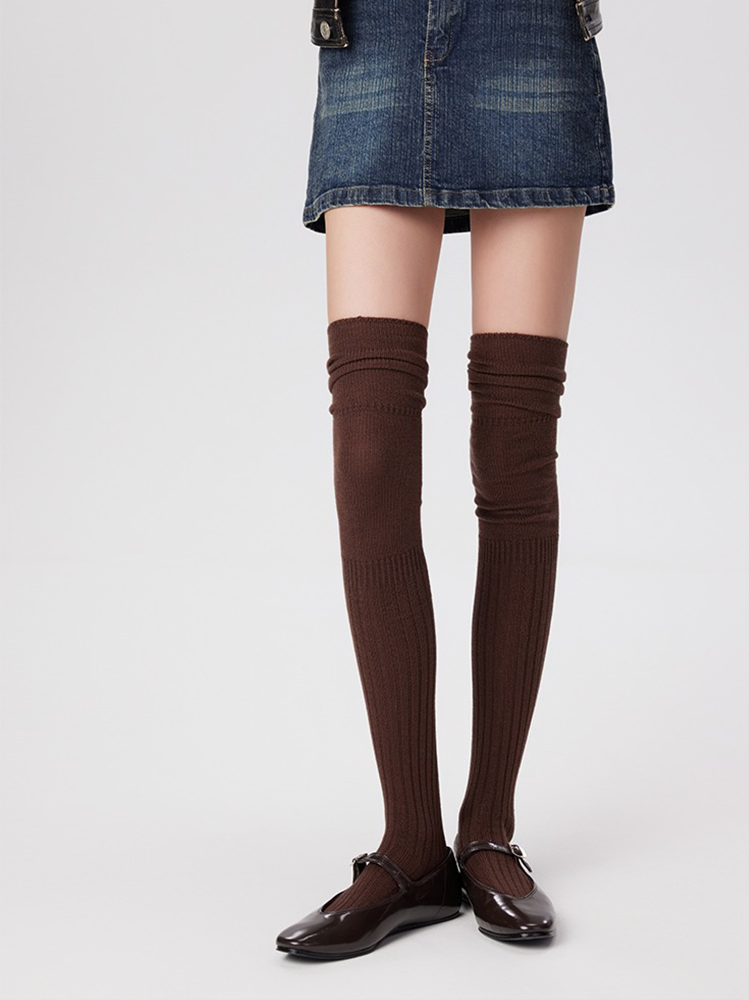 Women's Thigh Knee High Socks Boot Stocking Knit Leg Warmers - Yangma