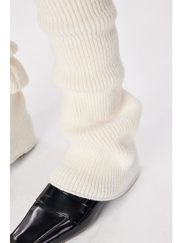 Office Retro Y2K Preppy Chic Leg Warmers Ribbed Knitted Long Knee High - Yangma