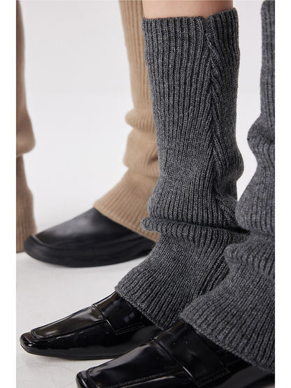 Office Retro Y2K Preppy Chic Leg Warmers Ribbed Knitted Long Knee High - Yangma