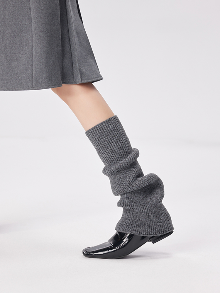 Office Retro Y2K Preppy Chic Leg Warmers Ribbed Knitted Long Knee High - Yangma