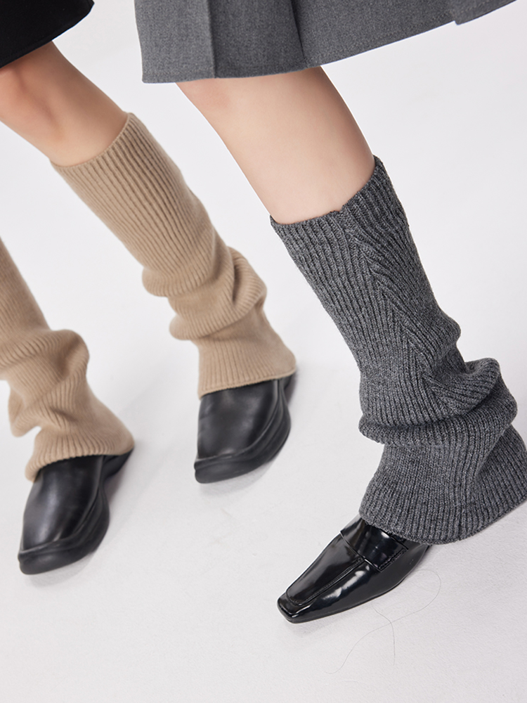 Office Retro Y2K Preppy Chic Leg Warmers Ribbed Knitted Long Knee High - Yangma