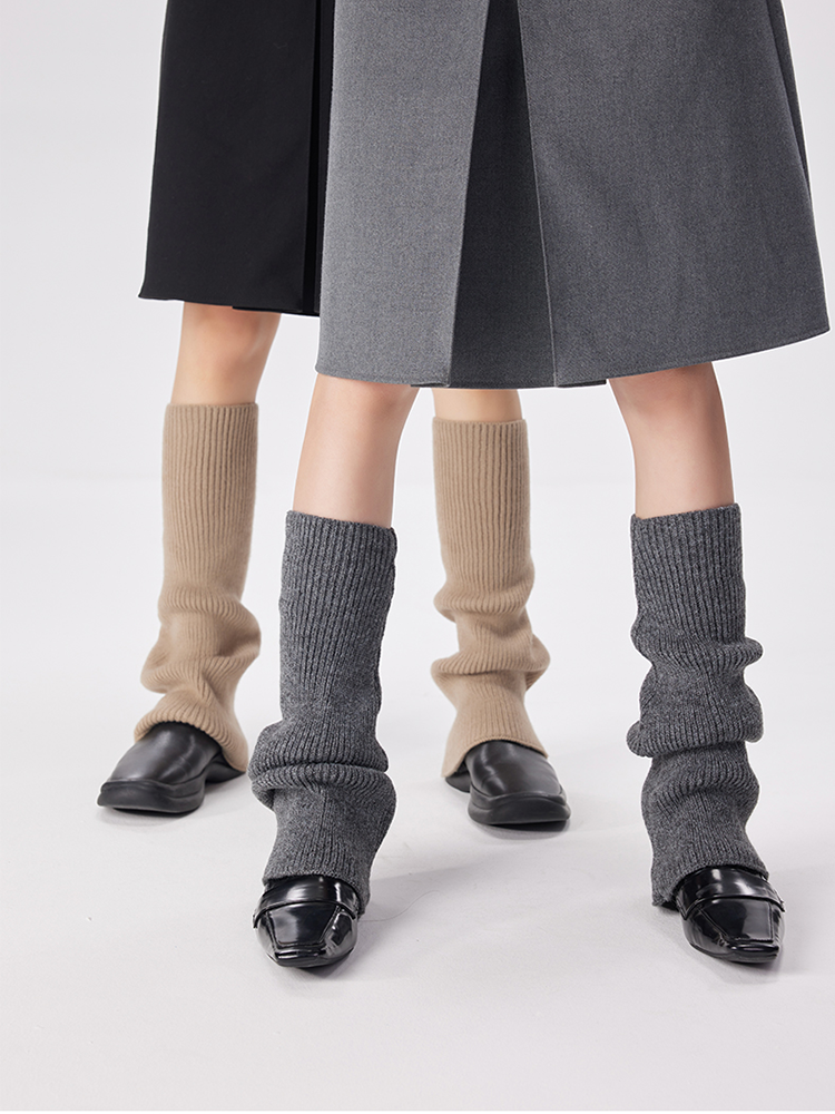 Office Retro Y2K Preppy Chic Leg Warmers Ribbed Knitted Long Knee High - Yangma