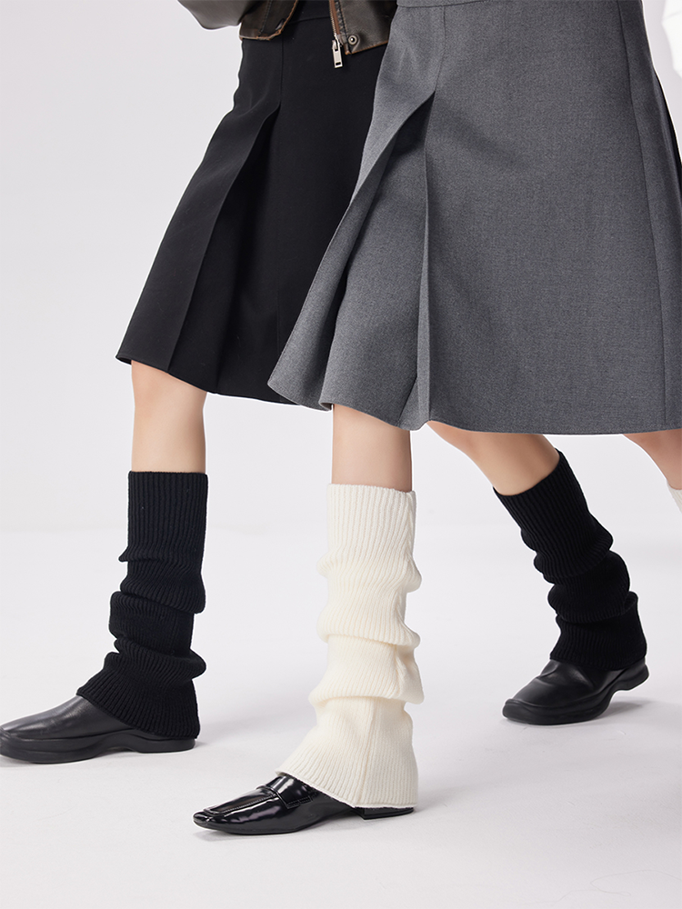 Office Retro Y2K Preppy Chic Leg Warmers Ribbed Knitted Long Knee High - Yangma