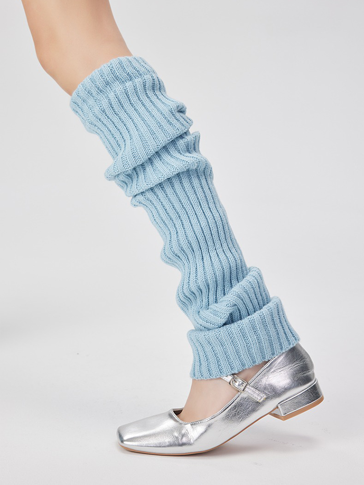 Retro Preppy Chic Multicolor Leg Warmers Lady's Ankle Ribbed Knitted - Yangma