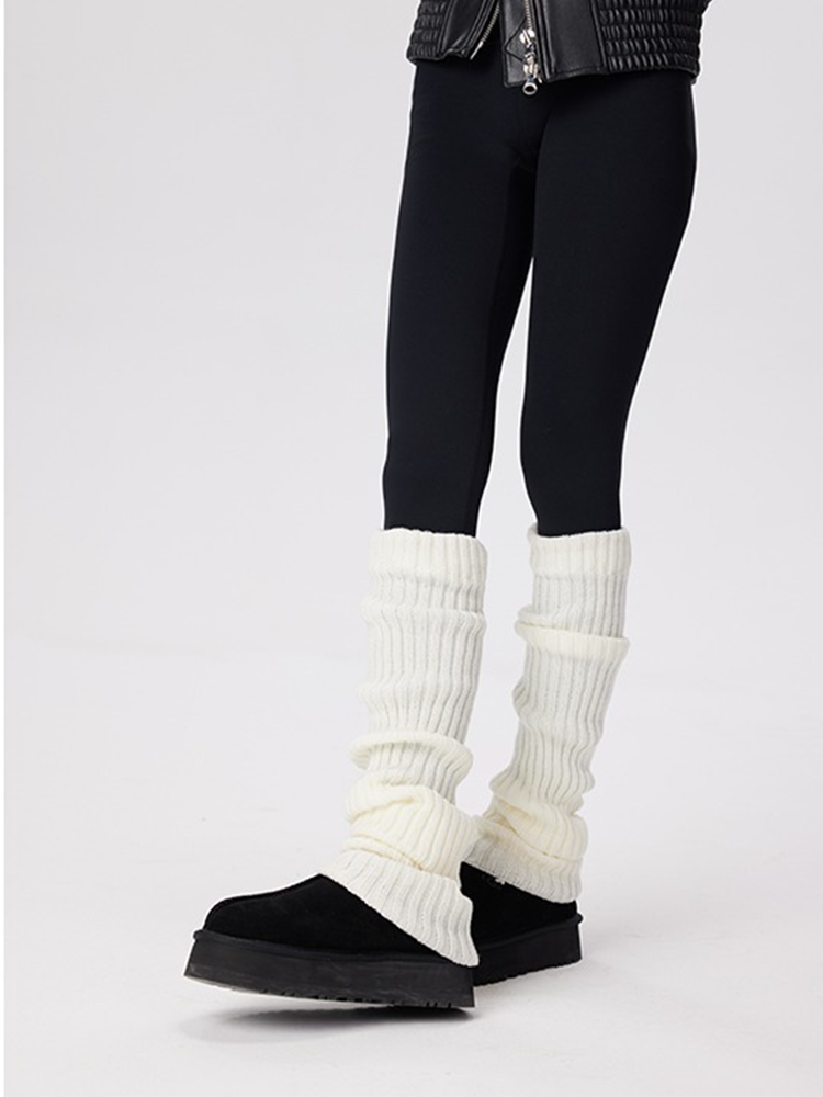 Retro Preppy Chic Multicolor Leg Warmers Lady's Ankle Ribbed Knitted - Yangma