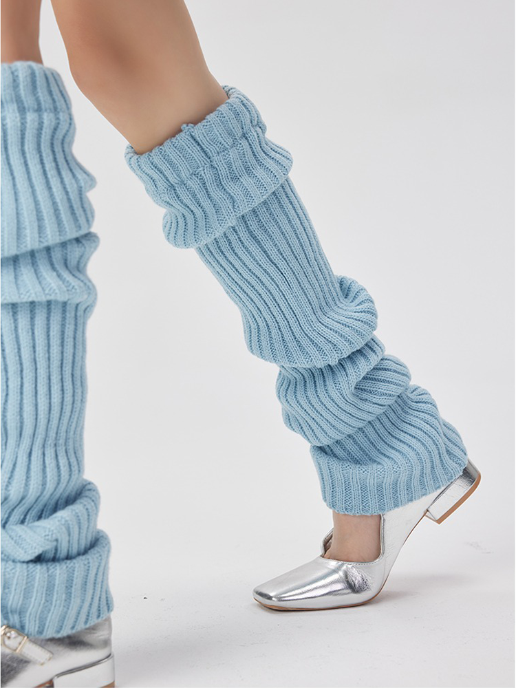 Retro Preppy Chic Multicolor Leg Warmers Lady's Ankle Ribbed Knitted - Yangma