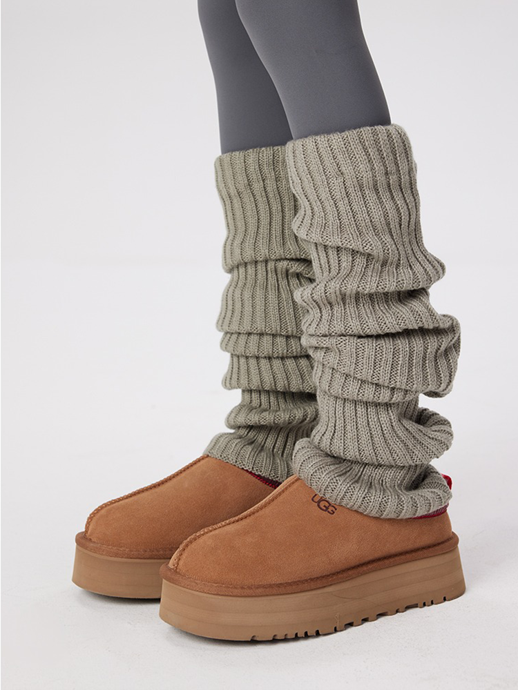 Retro Preppy Chic Multicolor Leg Warmers Lady's Ankle Ribbed Knitted - Yangma