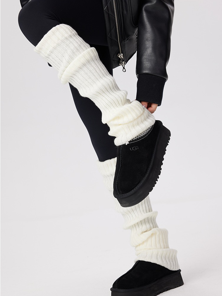 Retro Preppy Chic Multicolor Leg Warmers Lady's Ankle Ribbed Knitted - Yangma
