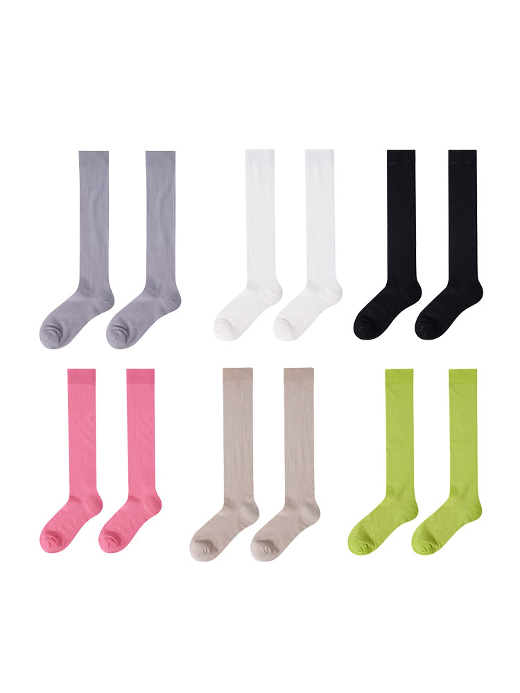 Lady's Knee High Sheer Stocking Stripe Light Trouser Socks - Yangma