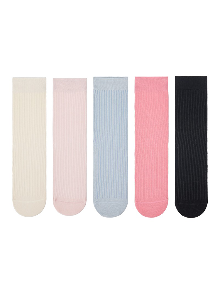 Casual Mid-Length Socks for Women Stripe Knit Athletic Aesthetic Neutral - Yangma