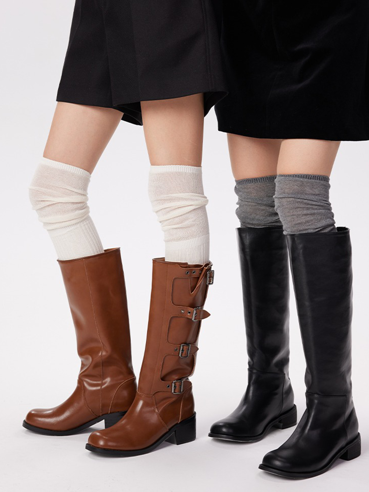 Women's Bamboo Thigh Knee High Socks Boot Stocking Knit - Yangma