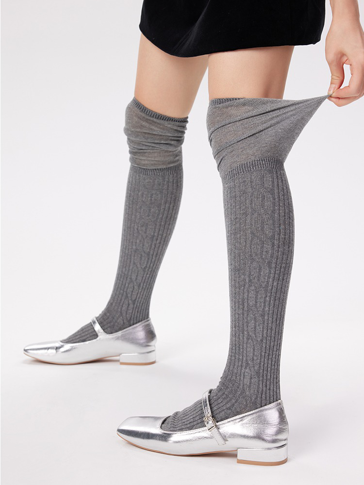 Women's Bamboo Thigh Knee High Socks Boot Stocking Knit - Yangma