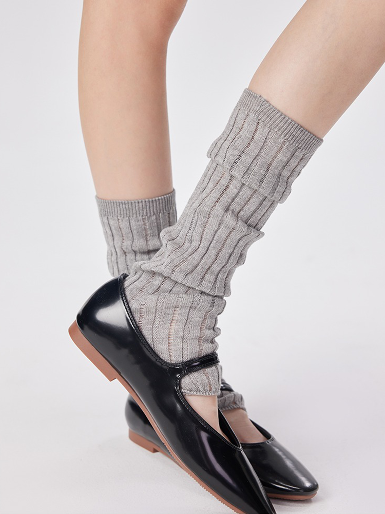 Retro Preppy Chic Ballet Leg Warmers for Women Ankle Ribbed Knitted - Yangma