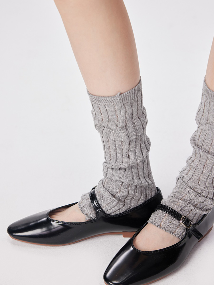 Retro Preppy Chic Ballet Leg Warmers for Women Ankle Ribbed Knitted - Yangma