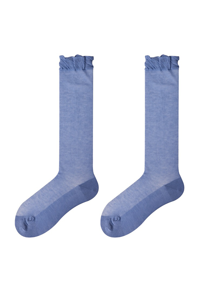 Ruffle Knee High Stocking for Women Nylon Trouser Socks - Yangma