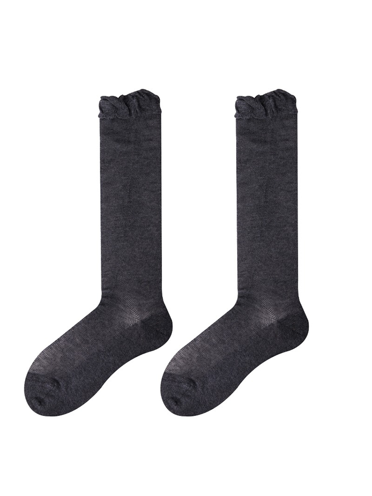 Ruffle Knee High Stocking for Women Nylon Trouser Socks - Yangma