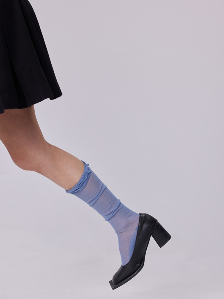 Ruffle Knee High Stocking for Women Nylon Trouser Socks - Yangma