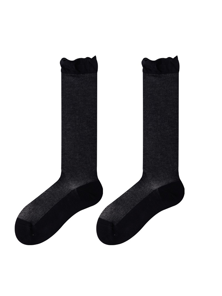 Ruffle Knee High Stocking for Women Nylon Trouser Socks - Yangma