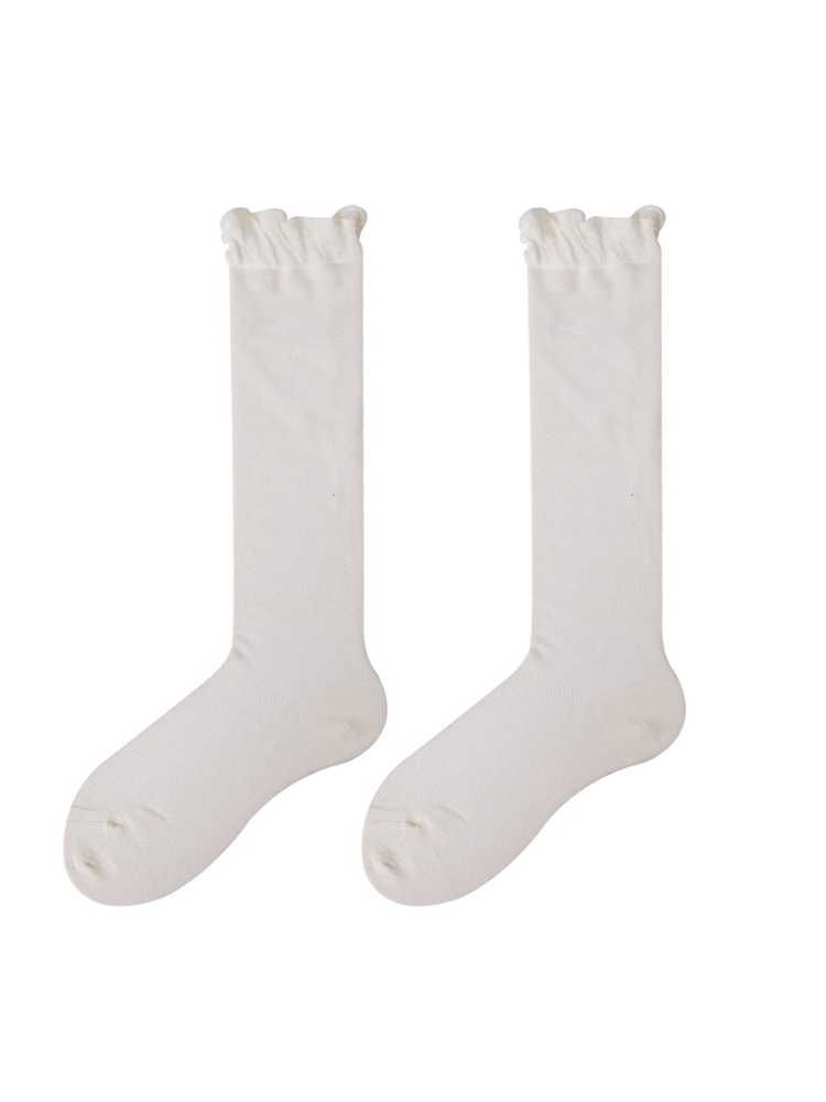 Ruffle Knee High Stocking for Women Nylon Trouser Socks - Yangma