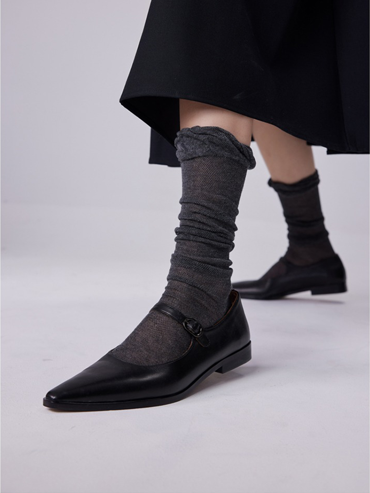 Ruffle Knee High Stocking for Women Nylon Trouser Socks - Yangma