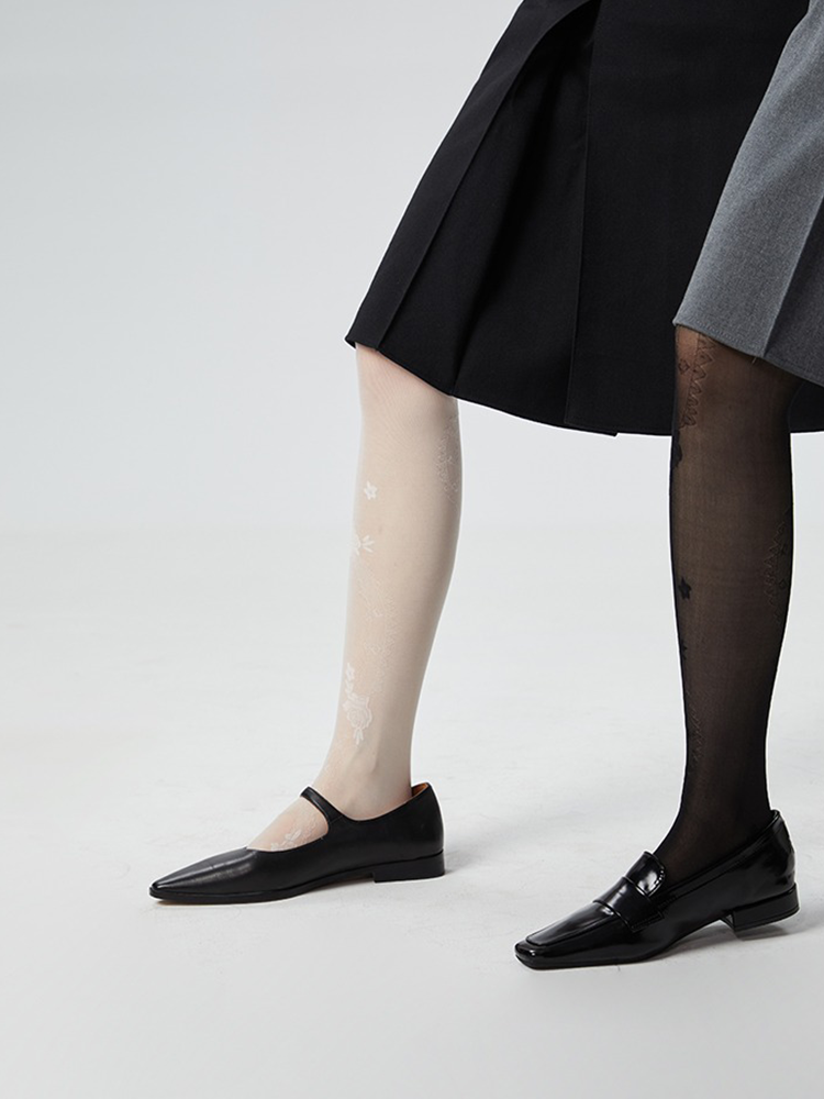 New Jeans Y2K Lolita Lace Pattern Tights Black Stockings High Waist Pantyhose - Yangma